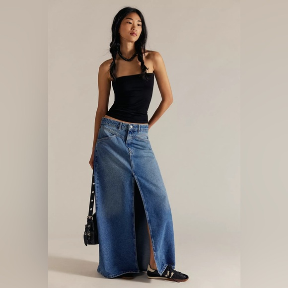 Free people Come As You Are Denim Maxi Skirt